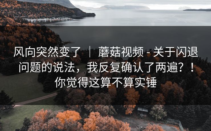 风向突然变了 | 蘑菇视频 - 关于闪退问题的说法,我反复确认了两遍?!你觉得这算不算实锤 风向突然变了 | 蘑菇视频 - 关于闪退问题的说法,我反复确认了两遍?!你觉得这算不算实锤