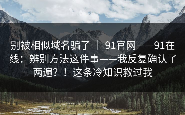 别被相似域名骗了 ｜ 91官网——91在线：辨别方法这件事——我反复确认了两遍？！这条冷知识救过我