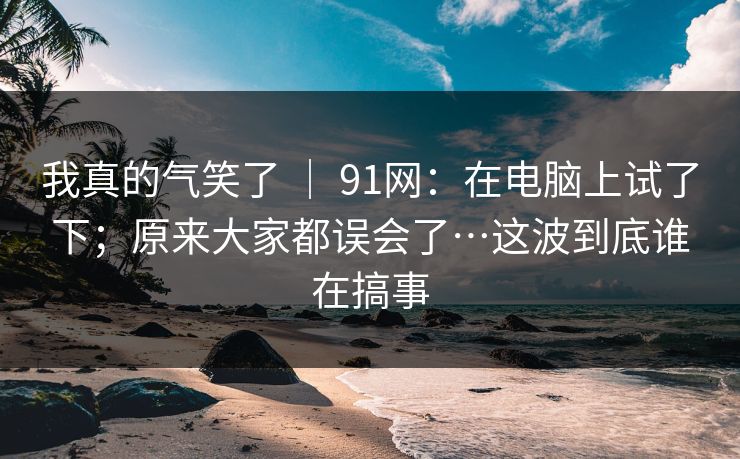 我真的气笑了 ｜ 91网：在电脑上试了下；原来大家都误会了…这波到底谁在搞事
